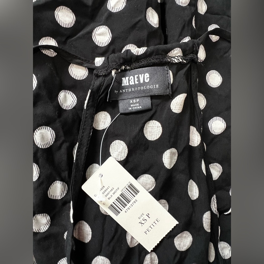 MAEVE ANTHROPOLOGIE Black White Polka Dot Halter Dress XSP - Picture 6 of 8